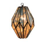 Accordian Lanternw/Antiqued Glass