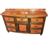 Curved Seven-Drawer Vanity w/ Copper Drawers & Door