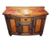 Curved Three-Door Vanity w/ Copper Doors & Drawer