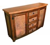 Curved Console w/ Copper Doors & Drawers