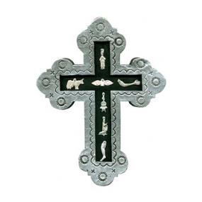 Black & Silver Cross with Silver Milagros