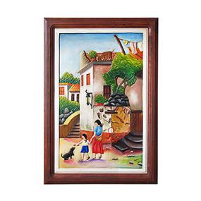 Perrito Travieso Carved Relief Painting
