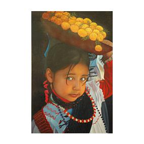 Vivianita con Flores Oil Painting on Canvas