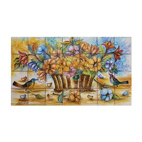 Birds & Flowers Majolica Tile Mural