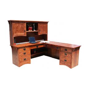 American Mission OakL-Shaped Desk w/ Hutch