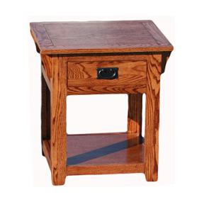 American Mission OakEnd Table w/ Shelf & Drawer