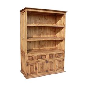 Mexican Wooden Bookcase Rustic Pine, Mexican Style Bookcase