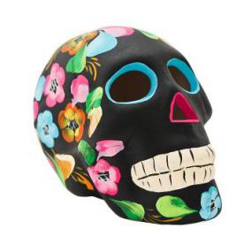 Ceramic Skull w/ Painted Flowers