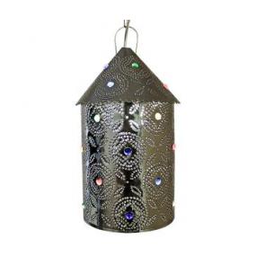 Bell Lantern w/Marbles:Natural Finish