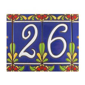 Southwest House Numbers: Blue w/ Red Flowers