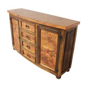 Curved Star Console w/ Copper Doors & Drawers