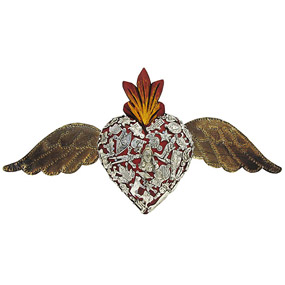 Red Winged Heartwith Silver Milagros