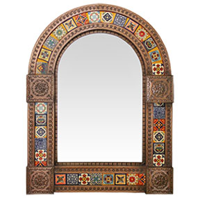 Arched Tile Mirror w/ Multi-colored Tiles