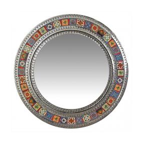 Round Tile Mirror w/ Multi-colored Tiles
