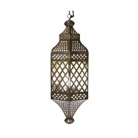 Moroccan Lantern w/Antiqued Glass