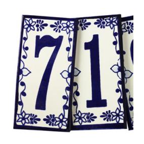 Tile House Numbers:Cobalt Blue and White
