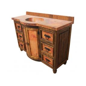 Curved Six-Drawer Vanityw/ Copper Doors & Drawers