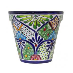 Mexican Ceramic Flower Pot Planter Folk Art Pottery Handmade Talavera #36