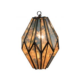 Accordian Lantern w/Antiqued Glass