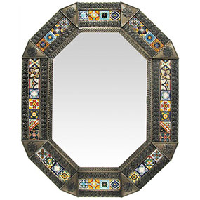 Octagonal Tile Mirror w/ Multi-colored Tiles