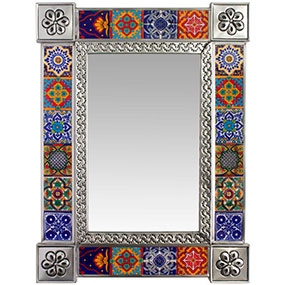 Small Talavera Tile Mirror w/ Multi-colored Tiles
