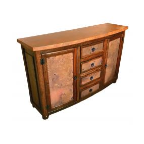 Curved Console w/ Copper Doors & Drawers