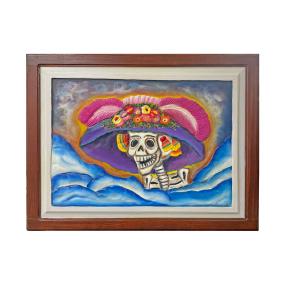 Calavera Catrina Carved Relief Painting