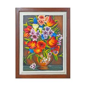 Flores Tropicales Carved Relief Painting