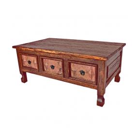 Three Drawer Coffee Table w/ Copper Drawers