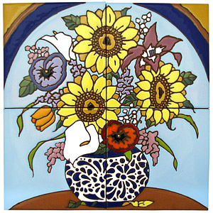 Floral Tile Mural