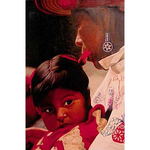 Nina Huichola con Mono Oil Painting on Canvas