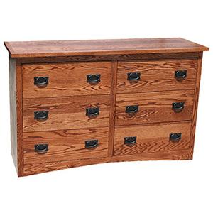 American Mission Oak Small 6-Drawer Dresser