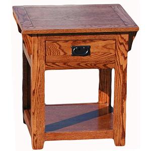 American Mission Oak End Table w/ Shelf & Drawer