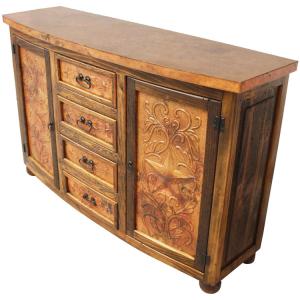 Curved Star Console w/ Copper Doors & Drawers