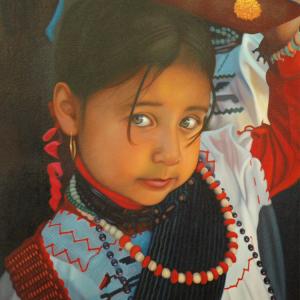 Vivianita con FloresOil Painting on Canvas