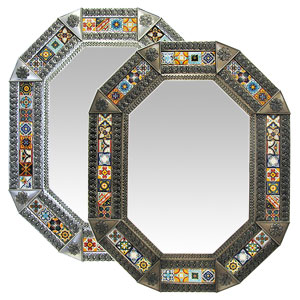 Octagonal Tile Mirror w/ Multi-colored Tiles