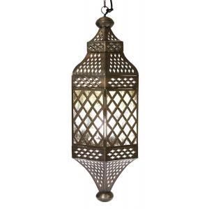 Moroccan Lantern w/Antiqued Glass