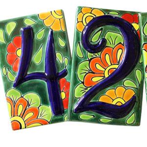 Talavera House Numbers:Spring Flowers