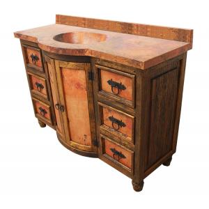 Curved Six-Drawer Vanity w/ Copper Doors & Drawers