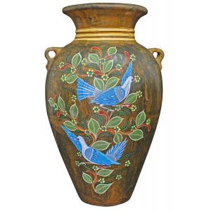 Four Foot Floor Vase:Birds and Flowers