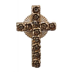 Cross with Roses:Gold Finish