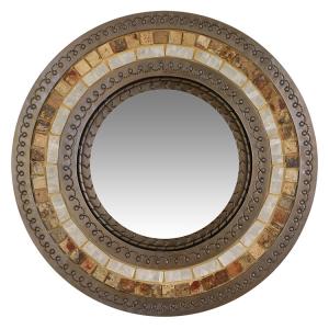 Round Tile Mirror w/ Onyx & Marble Tiles