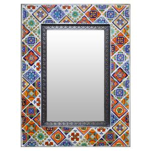 Talavera Tile Mirrorw/ Multi-colored Tiles