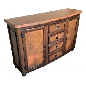 Curved Console w/ Copper Doors & Drawers