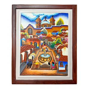 Pueblo ViejoCarved Relief Painting