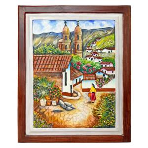 Rural Village Carved Relief Painting