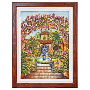 Arch and Fountain Carved Relief Painting