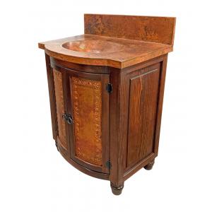 Curved Two-Door Vanity w/ Copper Doors