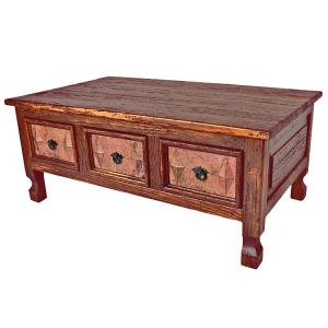 Three Drawer Coffee Tablew/ Copper Drawers
