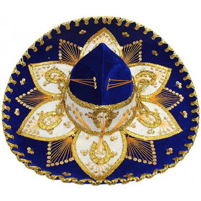 Navy Blue & Gold Charro Sombrero